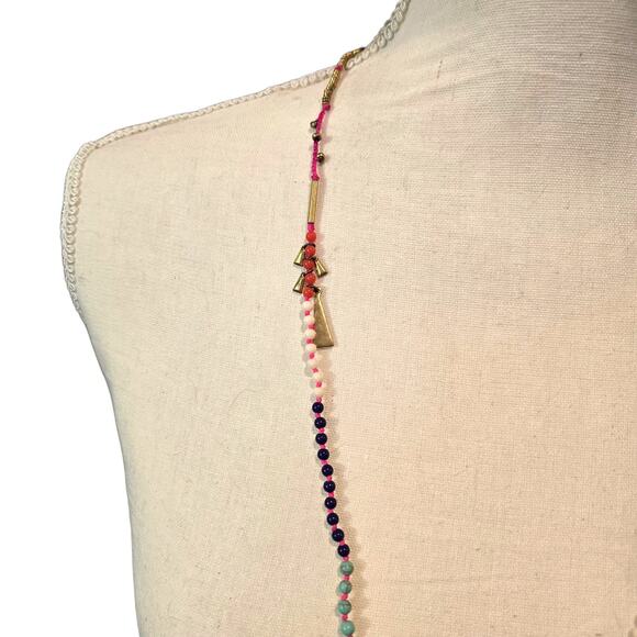 Necklace Stella Dot Beaded Multicolor Gold Tone Charms Boho Layered 32" SKU2305 - Picture 3 of 4